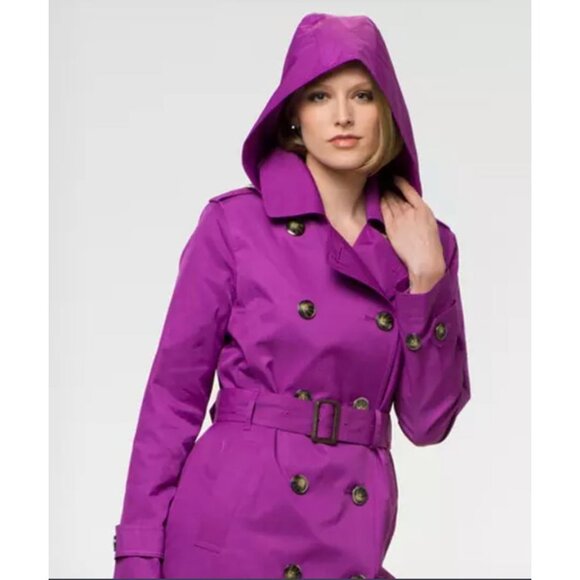 London Fog Women's Heritage Trench Coat w/ Hood & Liner in Purple - Sz S - Picture 5 of 12
